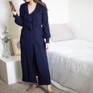 Ruffle V-Neck Cover-Up Kimono Cardigan Dress